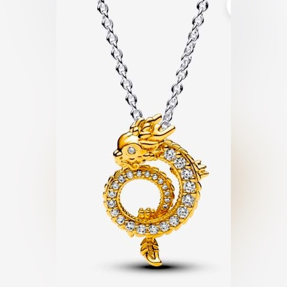 PANDORA - Two Tone Chinese Year Of The Dragon Collier Necklace w/Dust Bag, NWT - Picture 1 of 5